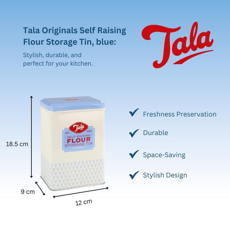 تالا Tala Originals Self Raising Flour Storage Tin, Blue, 12x9.5x19 cm – Durable & Stylish Kitchen Container for Freshness & Easy Storage - Image 2