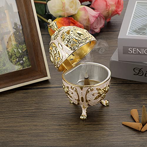 JUXYES Vintage Incense Burner Holder with Removable Ash Catchers, Metal Censer Antique Cone Coil Incense Burner Holder Zinc Alloy Spiritual Aromatherapy Yoga Meditation Gifts Retro Home Decoration - Image 5