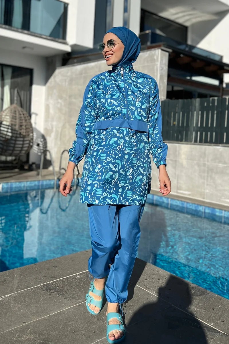 Remsa Mayo Remsa Swimsuit Parachute Full Covered Hijab Swimsuit E006 Ocean