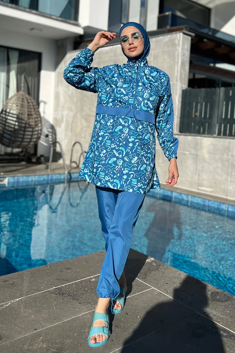 Remsa Mayo Remsa Swimsuit Parachute Full Covered Hijab Swimsuit E006 Ocean