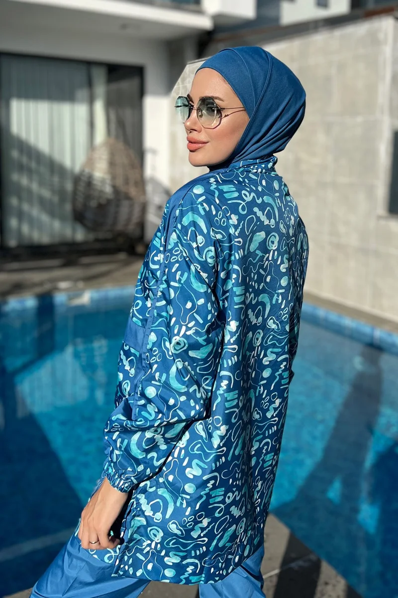 Remsa Mayo Remsa Swimsuit Parachute Full Covered Hijab Swimsuit E006 Ocean