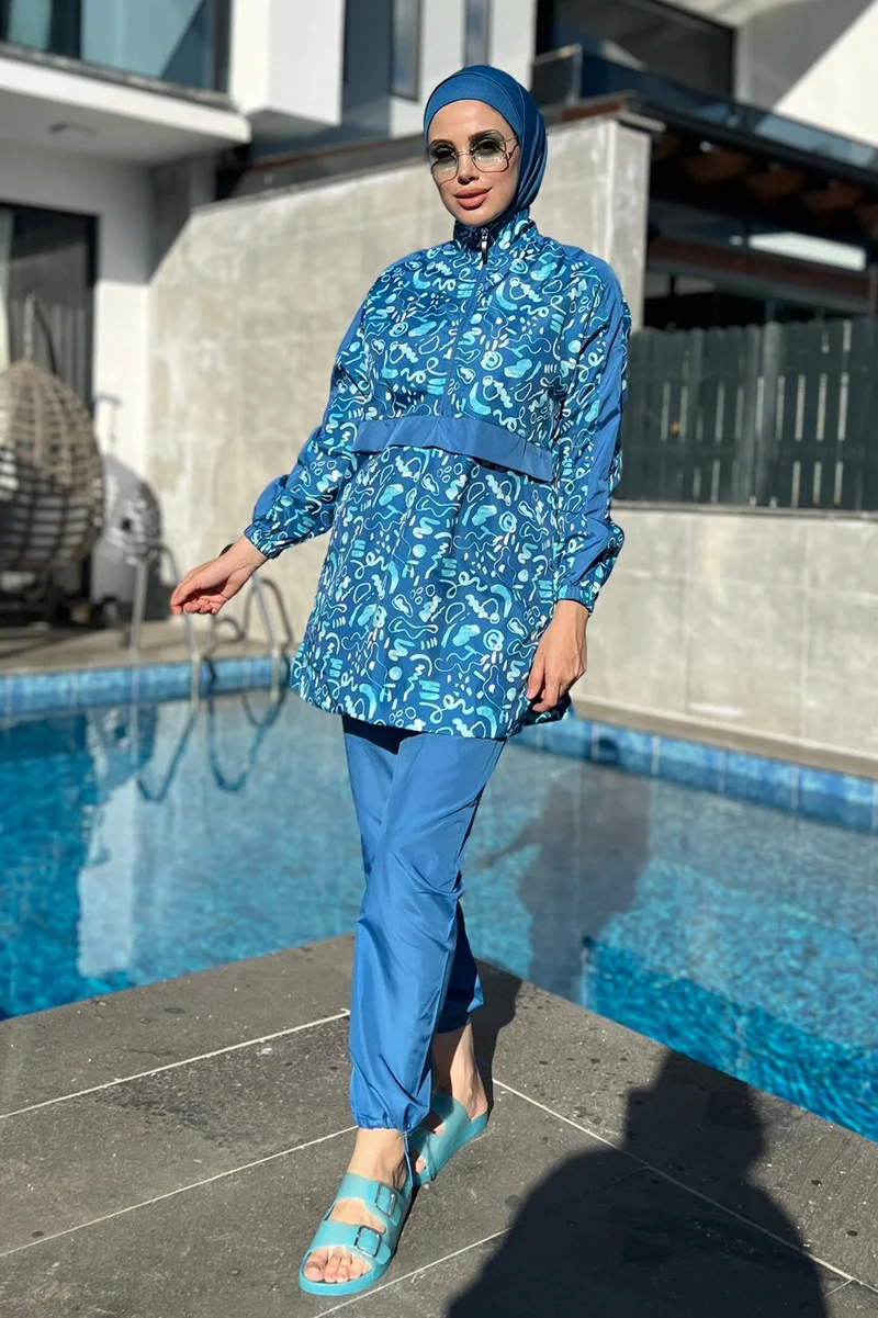 Remsa Mayo Remsa Swimsuit Parachute Full Covered Hijab Swimsuit E006 Ocean