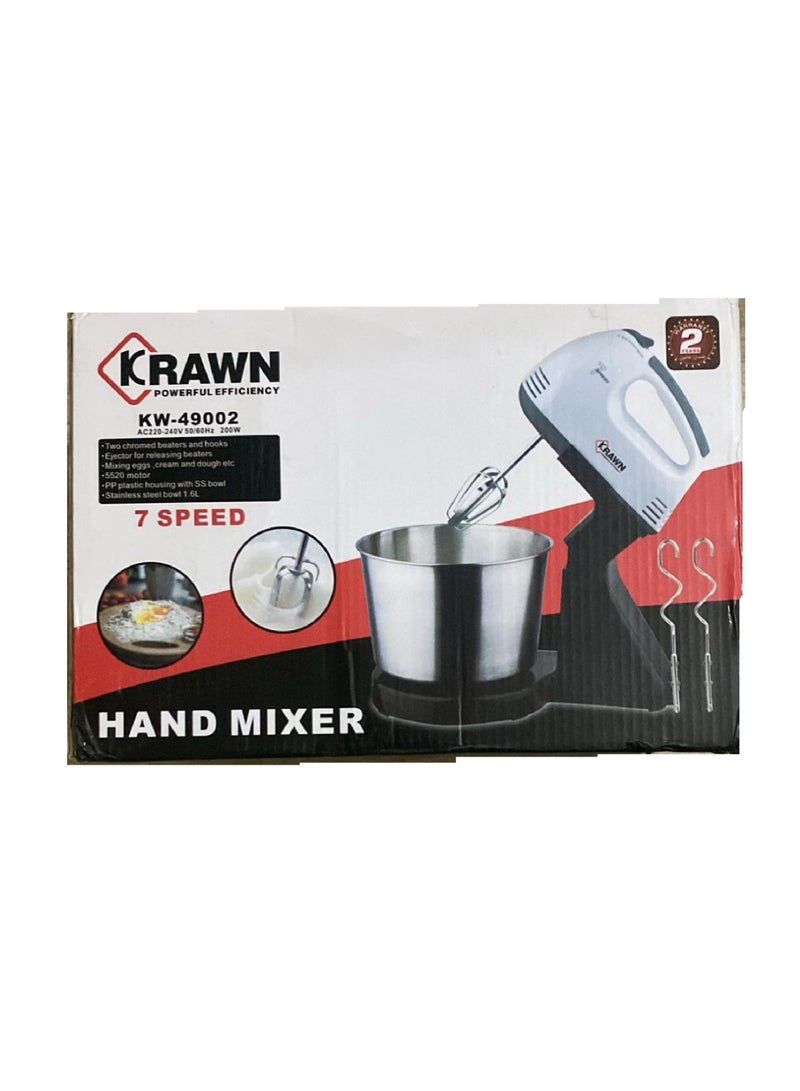 خلاط يدوي بـ 7 سرعات، 200 واط، موديل KW-49002، لون أبيض