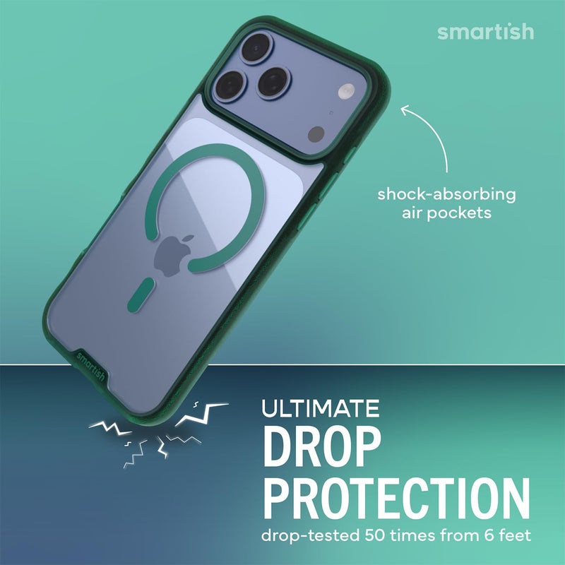 SmartishÂ® iPhone 17 Pro Max MagSafe Clear Case - Gripmunk Magnetic Slim Case [Lightweight + Protective] Anti-Yellowing Thin Grip Clear Cover for Apple iPhone 17 Pro Max - Clearly Green - Image 2