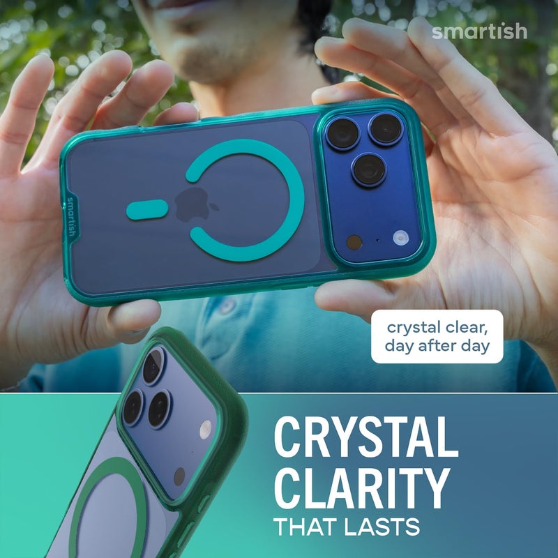 SmartishÂ® iPhone 17 Pro Max MagSafe Clear Case - Gripmunk Magnetic Slim Case [Lightweight + Protective] Anti-Yellowing Thin Grip Clear Cover for Apple iPhone 17 Pro Max - Clearly Green - Image 4