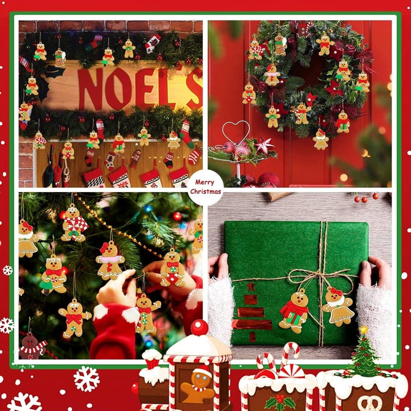 Jishi Gingerbread Man Ornaments 12pcs Gingerbread Christmas Decorations for Tree, Cute Hanging Plastic Gingerbread Figurines Ornaments for Christmas Tree, Home Decor Living Room Kids Birthday Party Supplies - Image 4