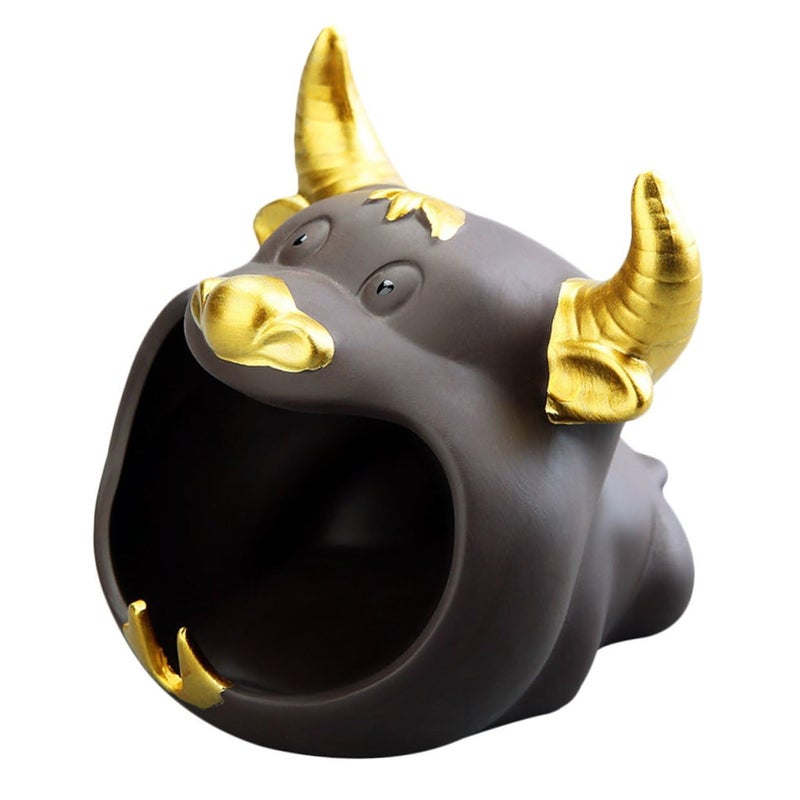 Creative Ceramic Cow Ashtray With Lid Cartoon Design Windproof For Home Car Use - Image 2