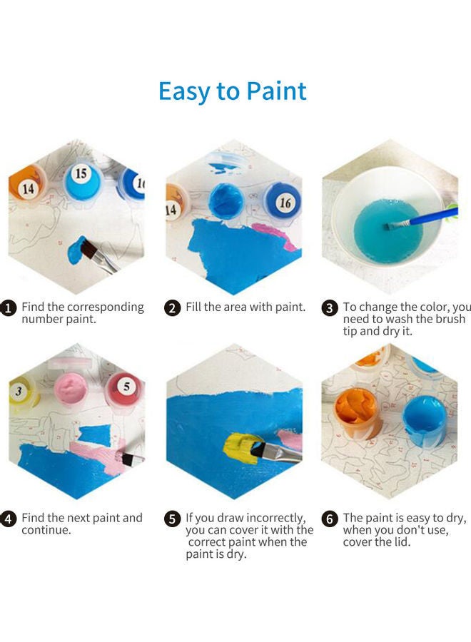 NIBEMINENT Canvas Oil Painting Paint with Brushes Multicolour - Image 2