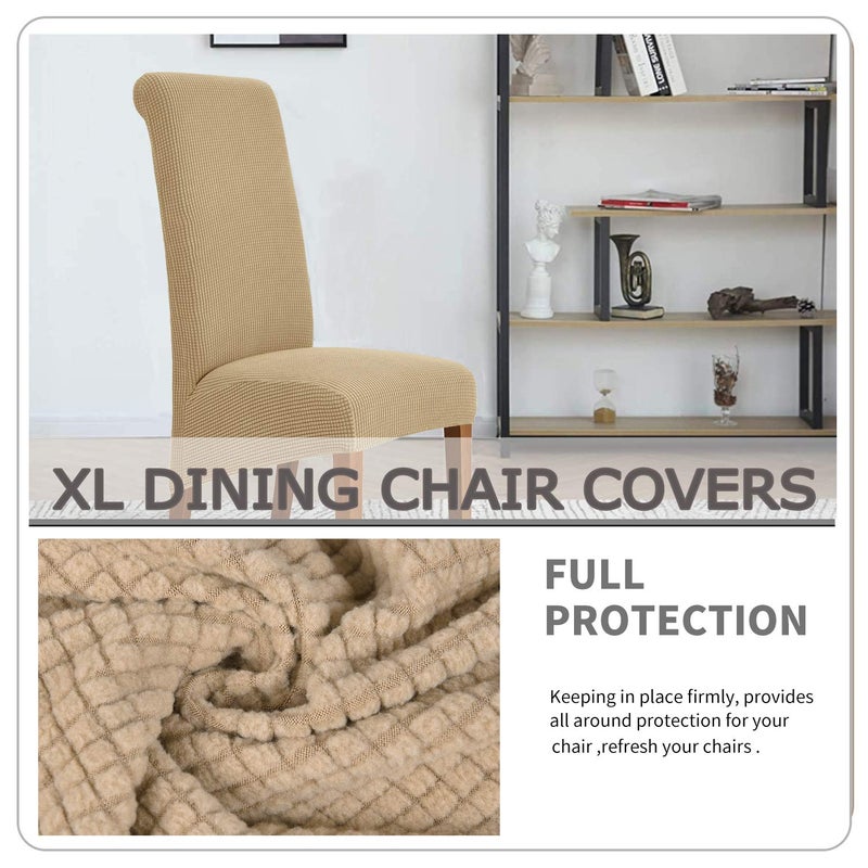 Deisy Dee Stretch XL/Oversized Soft Spandex Extra Large Dining Room Chair Covers for Kitchen Dining Removable Washable Chair Protectors Slipcovers (Khaki  4) - Image 5
