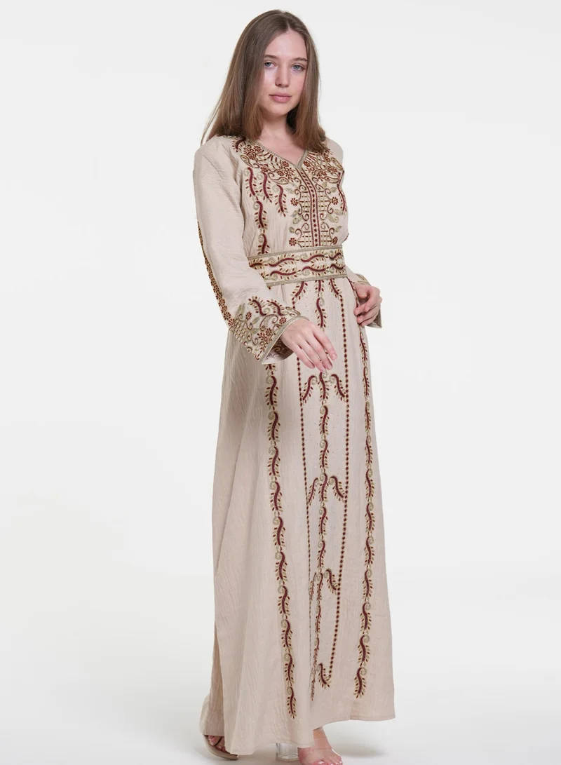 AL BENT AL SHARQIEH belted  jalabiya dress