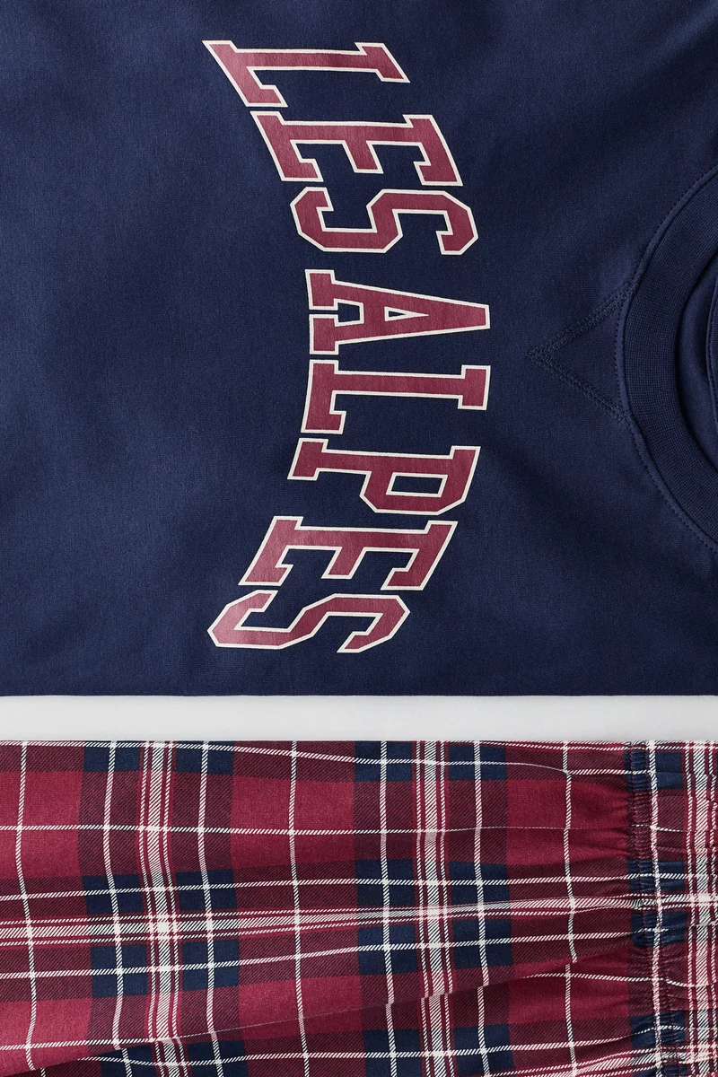 اتش اند ام بيجاما من القطن مزينة بطبعة