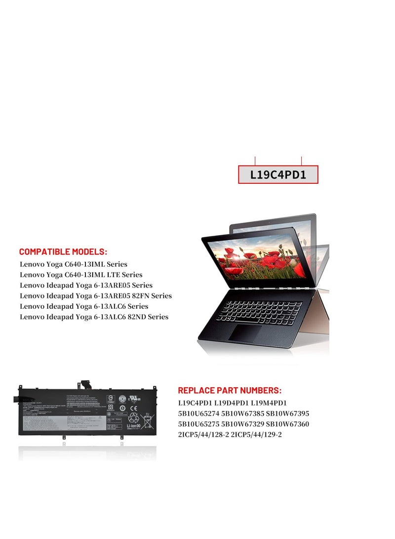 Terabyte L19C4PD1 L19D4PD1 L19M4PD1 Laptop Battery for Lenovo Ideapad Yoga 6-13ARE05 6-13ALC6 Yoga C640-13IML LTE Series 5B10U65274 5B10U65275 5B10W67329 5B10W67385 SB10W67395 SB10W67360 - Image 3