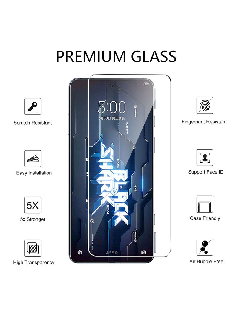 SYOSI واقي شاشة لهاتف Xiaomi Black Shark 5 Pro، زجاج مقسّى مقاوم للخدش بدرجة صلابة 9H مع واقي لعدسة الكاميرا، مناسب للجراب، مضاد لبصمات الأصابع، مضاد للخدش (2+2 عبوة) - Image 2