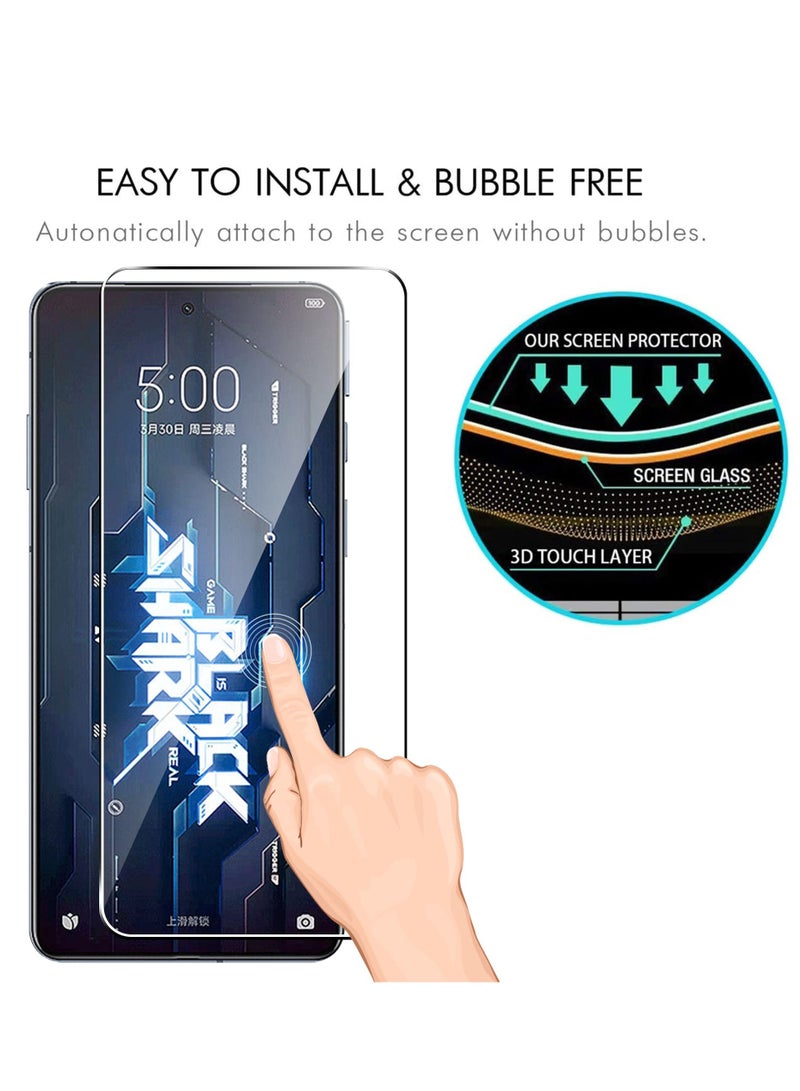SYOSI واقي شاشة لهاتف Xiaomi Black Shark 5 Pro، زجاج مقسّى مقاوم للخدش بدرجة صلابة 9H مع واقي لعدسة الكاميرا، مناسب للجراب، مضاد لبصمات الأصابع، مضاد للخدش (2+2 عبوة) - Image 3