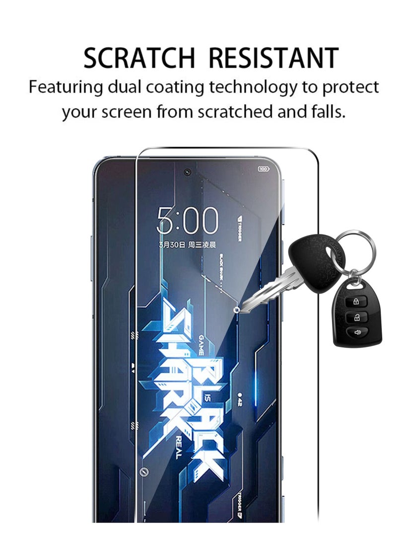 SYOSI واقي شاشة لهاتف Xiaomi Black Shark 5 Pro، زجاج مقسّى مقاوم للخدش بدرجة صلابة 9H مع واقي لعدسة الكاميرا، مناسب للجراب، مضاد لبصمات الأصابع، مضاد للخدش (2+2 عبوة) - Image 4