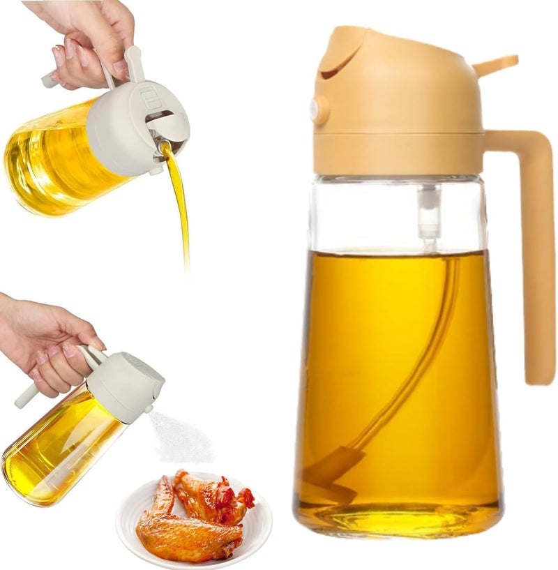 Mforall Oil Sprayers 2 In 1 Olive Oil Dispenser Oil Sprayer Oil Pots For Kitchen SaladBbqRoasting Oil Vinegar Bottle DualUse Kitchen Cooking Tool Multi Color Glass 550 Ml Multicolour - Image 2