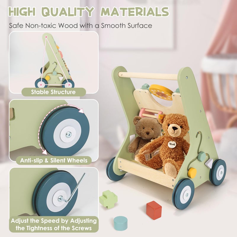 Takeeyce Baby Push Walker, Wooden Baby Walker with Wheels, Montessori Push Walker for Babies 10-12 Months, Adjustable Speed Push Walking Toys for Boys&Girls 1 Year Old, Christmas Birthday Gifts for Toddler - Image 3