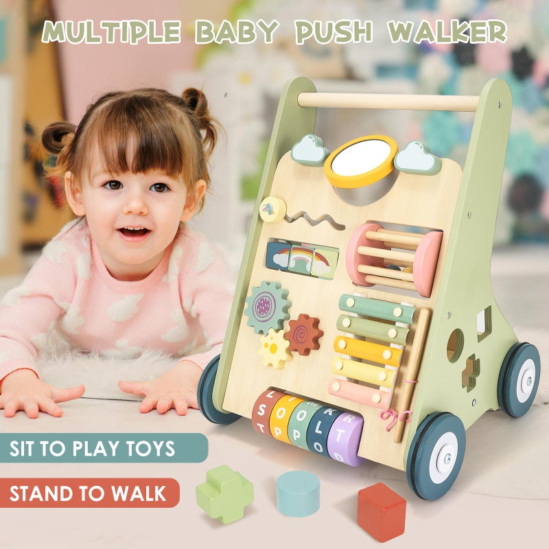 Takeeyce Baby Push Walker, Wooden Baby Walker with Wheels, Montessori Push Walker for Babies 10-12 Months, Adjustable Speed Push Walking Toys for Boys&Girls 1 Year Old, Christmas Birthday Gifts for Toddler - Image 2