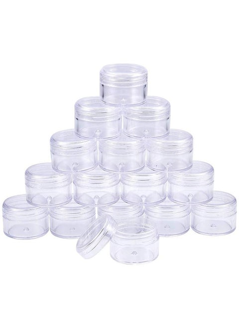 ASAQ Clear Plastic Jars, Empty Candy Storage Jars 57x50ml, 3.9cm Height x 6.1cm Width Reusable Jar with Clear Airtight Lids, Large Round Dry Food Container for Home Kitchen Organization Nuts Noodles Made in Saudi Arabia