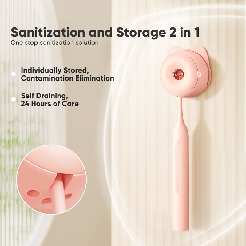 Soocas D3S Sonic Electric Toothbrush with UVC Sterilization, 4 Modes, Deep Clean, Ipx8 Waterproof, 180-Day Battery, Pink - Image 2