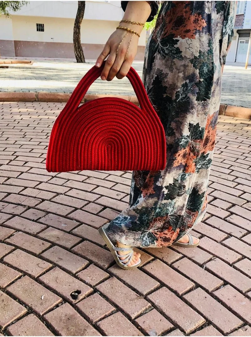 بدز ديري BDZ Leather Rose' Mini Clutch Bag Jute Decorative Women's Bag, Bohemian Style Bag