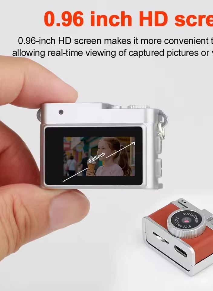 Generic Digital Camera 1080P Retro CCD Mini Cam with 0.96in Screen Indoor Outdoor Sports Portable Vintage Very Small Camcorder Video Cameras Recorder with 32GB Card, Brown - Image 3