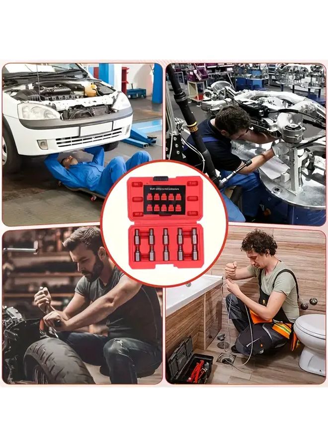 10 قطعة مجموعة مستخرج برغي رأس سداسي متين طقم إزالة البراغي الفولاذي مقاس ٣/٨ بوصة - Image 3