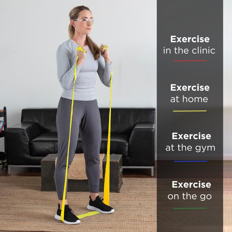 TheraBand أشرطة مقاومة THERABAND، لفة بطول 6 ياردات، شريط مطاطي احترافي من اللاتكس للجزء العلوي من الجسم، الجزء السفلي من الجسم، وتمارين القوة، العلاج الطبيعي، البيلاتس، تمارين المنزل، وإعادة التأهيل، أصفر، رفيع، المستوى 2 - Image 3