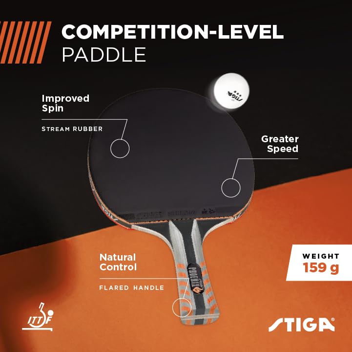 STIGA Phoenix Ping Pong Paddle - 5-Ply Ultra-Light Blade - 2mm Tournament-Approved Sponge - Flared Handle for Enhanced Control - Competitive Table Tennis Racket for Family Fun - Image 2