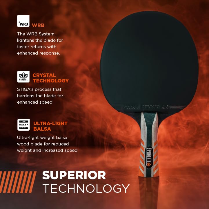 STIGA Phoenix Ping Pong Paddle - 5-Ply Ultra-Light Blade - 2mm Tournament-Approved Sponge - Flared Handle for Enhanced Control - Competitive Table Tennis Racket for Family Fun - Image 4