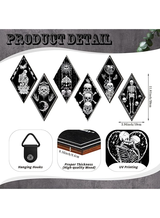 erorex 6 Pcs Farmhouse Southwest Home Wall Decor Frame Wall Hanging Modern Abstract Art Prints Wooden Decorations For Bedroom Bathroom Apartment Mexican Decor Skull Style - Image 2