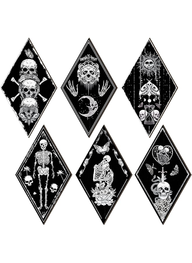 erorex 6 Pcs Farmhouse Southwest Home Wall Decor Frame Wall Hanging Modern Abstract Art Prints Wooden Decorations For Bedroom Bathroom Apartment Mexican Decor Skull Style - Image 1