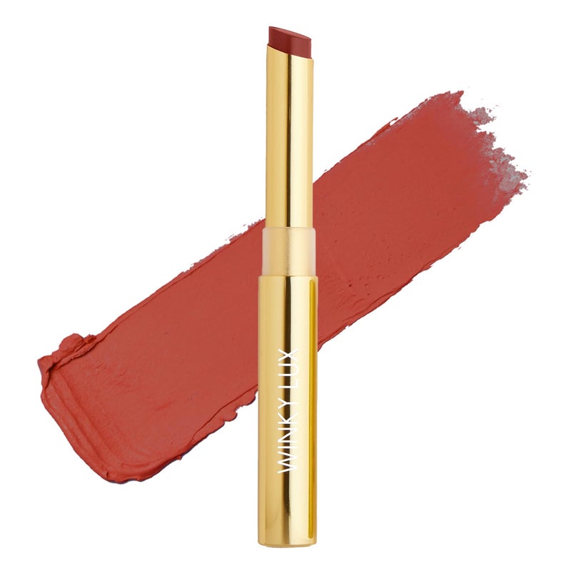 Winky Lux Skinny Plump Demi Matte Lipstick - Dirty Peach Lip, Natural Plump Lipstick, Weightless Long Lasting Soft Matte Lip Crayon, Infused with Hyaluronic Acid & Plum Oil, Rom Com - Image 1