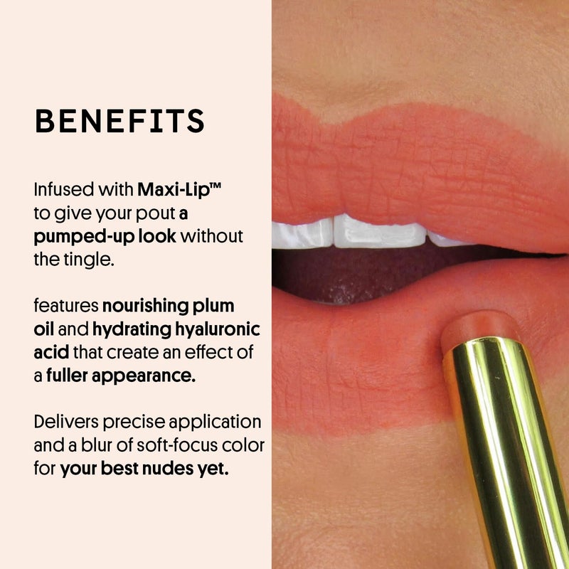 Winky Lux Skinny Plump Demi Matte Lipstick - Dirty Peach Lip, Natural Plump Lipstick, Weightless Long Lasting Soft Matte Lip Crayon, Infused with Hyaluronic Acid & Plum Oil, Rom Com - Image 3