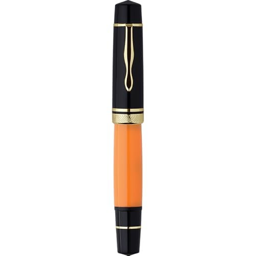 erofa Majohn P139#8 Medium Nib Fountain Pen with Box, Brass Piston System Large Capacity Writing Pen, Black Yellow - Image 3