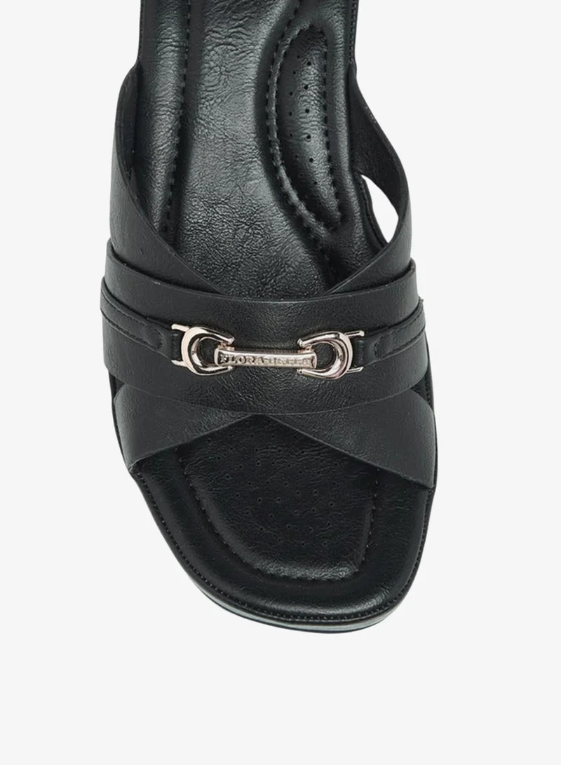 Flora Bella By Shoexpress Metal Accent Slip-On Sandals with Wedge Heels