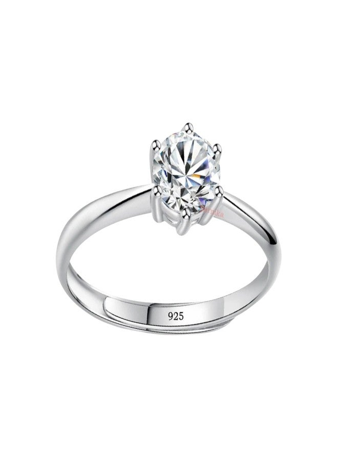 Silver Chest 925 Sterling Silver Ring for Women | AAA Zircon Solitaire Diamond Stone | Adjustable Finger Ring for Girls | Gift Box with Authenticity Certificate included - Image 1