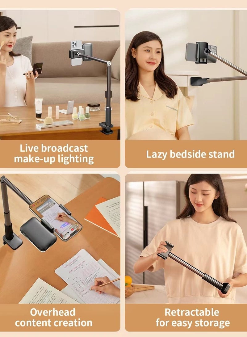 Excefore Enhance Your Recordings with Overhead Phone Mount & LED Ring Light, Articulating Arm Cell Phone Holder for YouTube, Live Streams, Cooking Videos, and More!  - Image 2