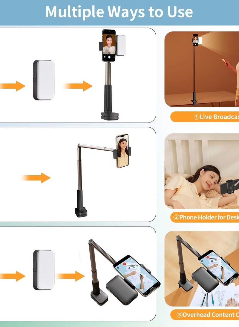 Excefore Enhance Your Recordings with Overhead Phone Mount & LED Ring Light, Articulating Arm Cell Phone Holder for YouTube, Live Streams, Cooking Videos, and More!  - Image 5