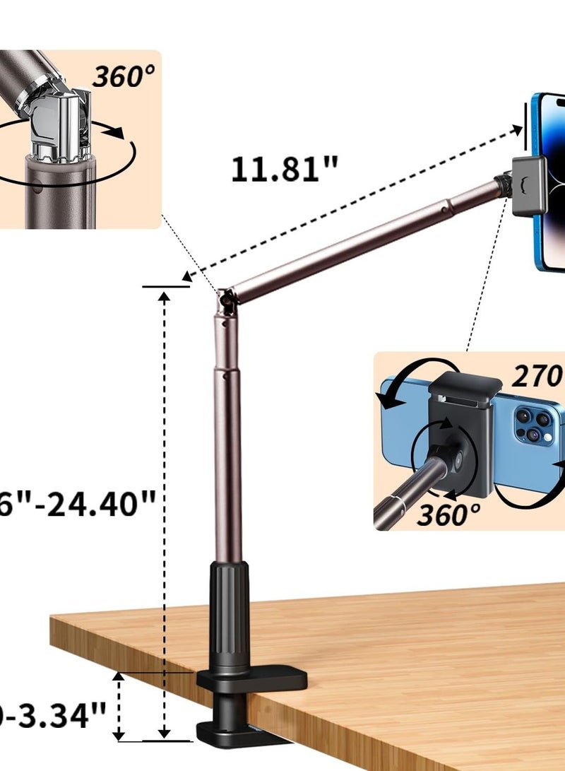 Excefore Enhance Your Recordings with Overhead Phone Mount & LED Ring Light, Articulating Arm Cell Phone Holder for YouTube, Live Streams, Cooking Videos, and More!  - Image 3