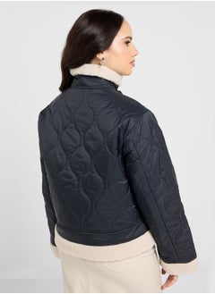ONLY Fur Contrast Quilted Jacket  - Image 2