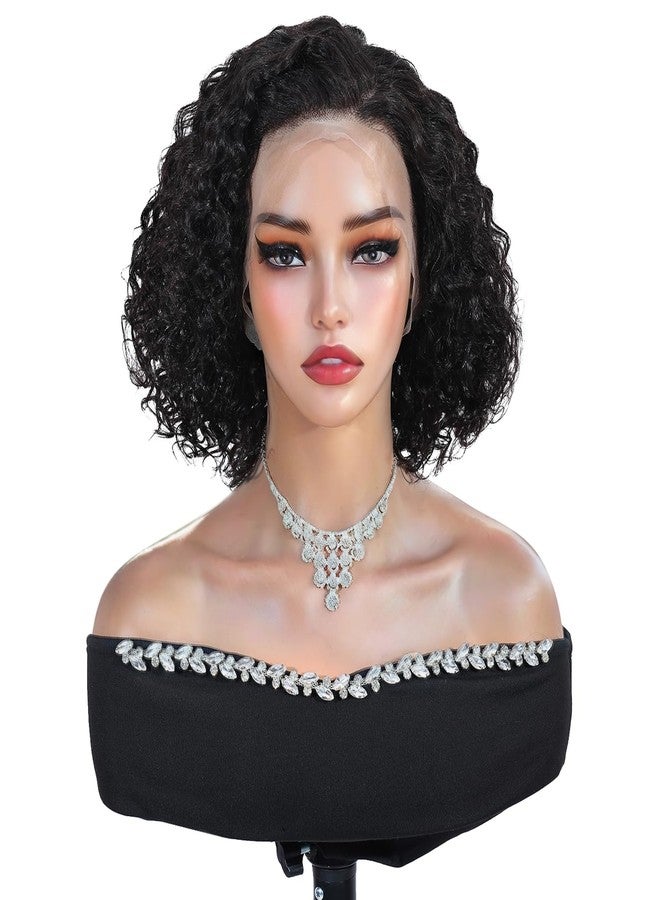 Quantum Love Short Curly Human Hair Wigs for Black Women 12 Inches Kinky Curly Lace Front Brazilian Virgin Human Hair 13x4 Lace Frontal Deep Curly Bob Wig Natural Black - Image 2