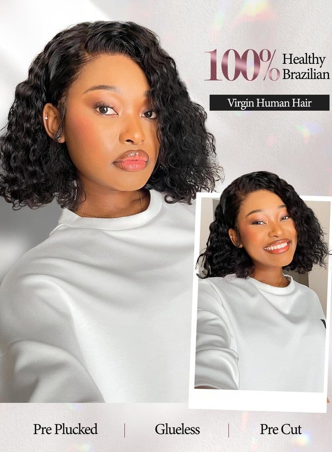 Quantum Love Short Curly Human Hair Wigs for Black Women 12 Inches Kinky Curly Lace Front Brazilian Virgin Human Hair 13x4 Lace Frontal Deep Curly Bob Wig Natural Black - Image 5