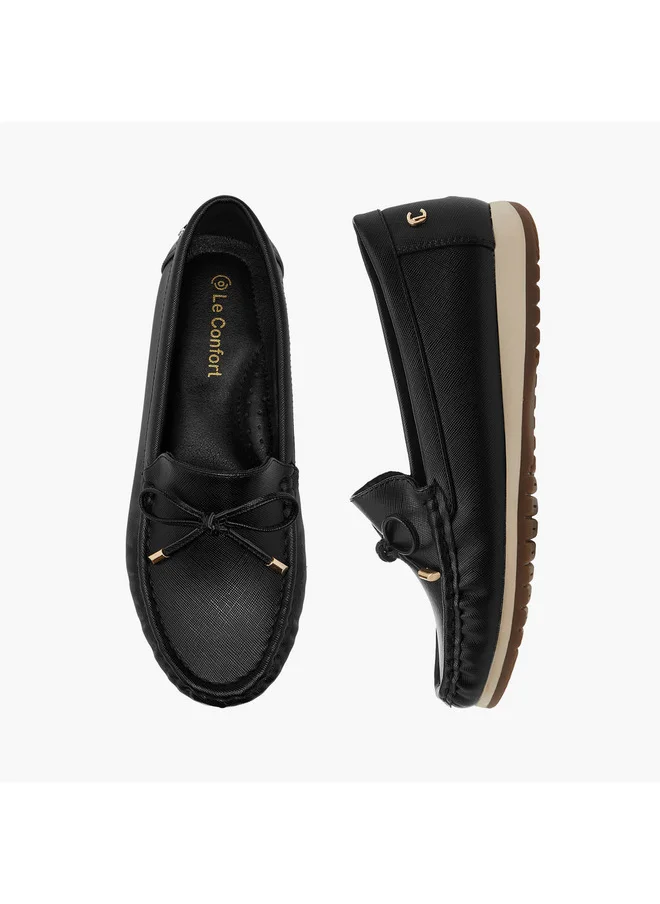 لو كونفورت Women's Bow Detail Slip-On Moccasins