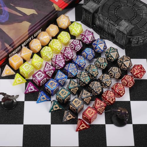 CiaraQ Polyhedral Dice Set DND Role Playing Dice for Dungeons and Dragons RPG Table Games MultiColor 49pcs - Image 5