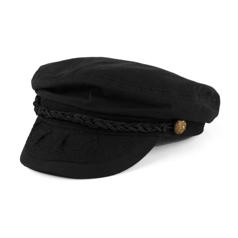 SK Hat shop قبعة صياد يوناني صيفية من القطن للرجال - قبعة مسطحة L/XL سوداء - Image 1