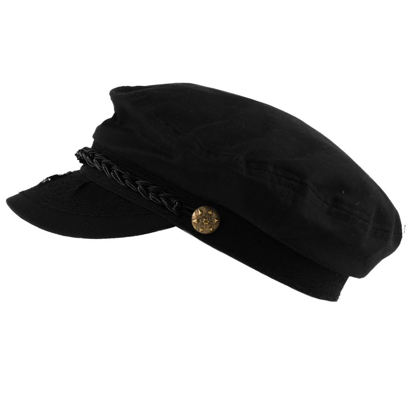 SK Hat shop قبعة صياد يوناني صيفية من القطن للرجال - قبعة مسطحة L/XL سوداء - Image 2