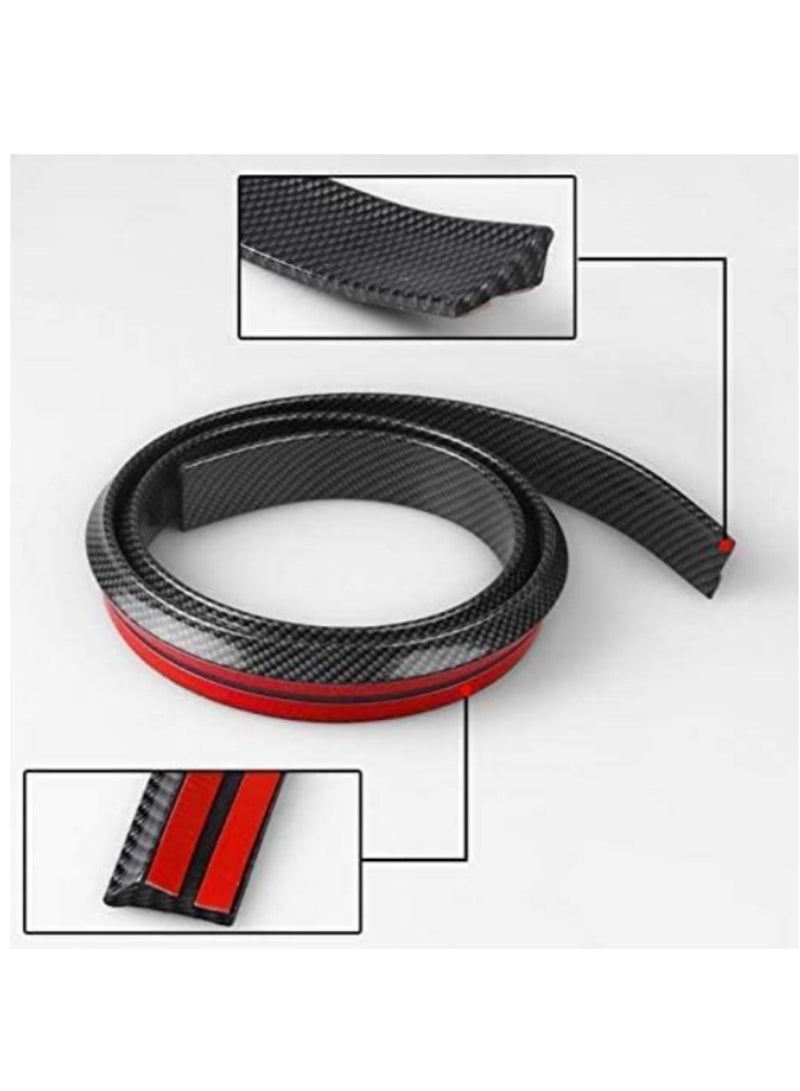 Generic 1.5M Universal Car Bumper Strip Carbon Fiber Rubber Rear Spoiler Wing Exterior Spoiler Kit for Most Cars & Trucks Flexible Self-Adhesive Fits Front Bumper Side Skirts Tail Fins (40mm Width)  - Image 4