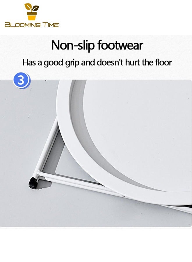 بلومنغ تايم طاولة قهوة صغيرة أريكة طاولة جانبية الإبداعية البسيطة البسيطة طاولة مستديرة صغيرة المنزلية صينية الجدول طوي طاولة جانبية ، الأبيض - Image 5