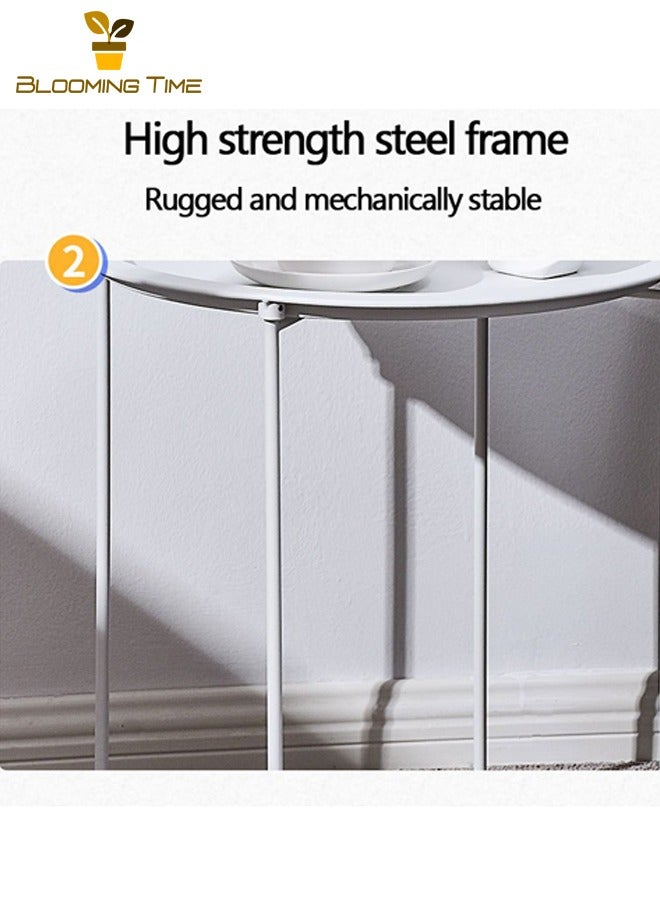 بلومنغ تايم طاولة قهوة صغيرة أريكة طاولة جانبية الإبداعية البسيطة البسيطة طاولة مستديرة صغيرة المنزلية صينية الجدول طوي طاولة جانبية ، الأبيض - Image 4